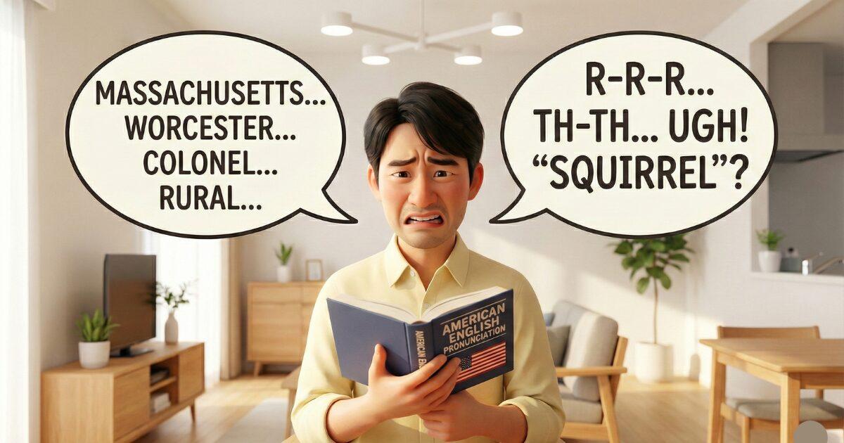 英語の発音を勉強している男性