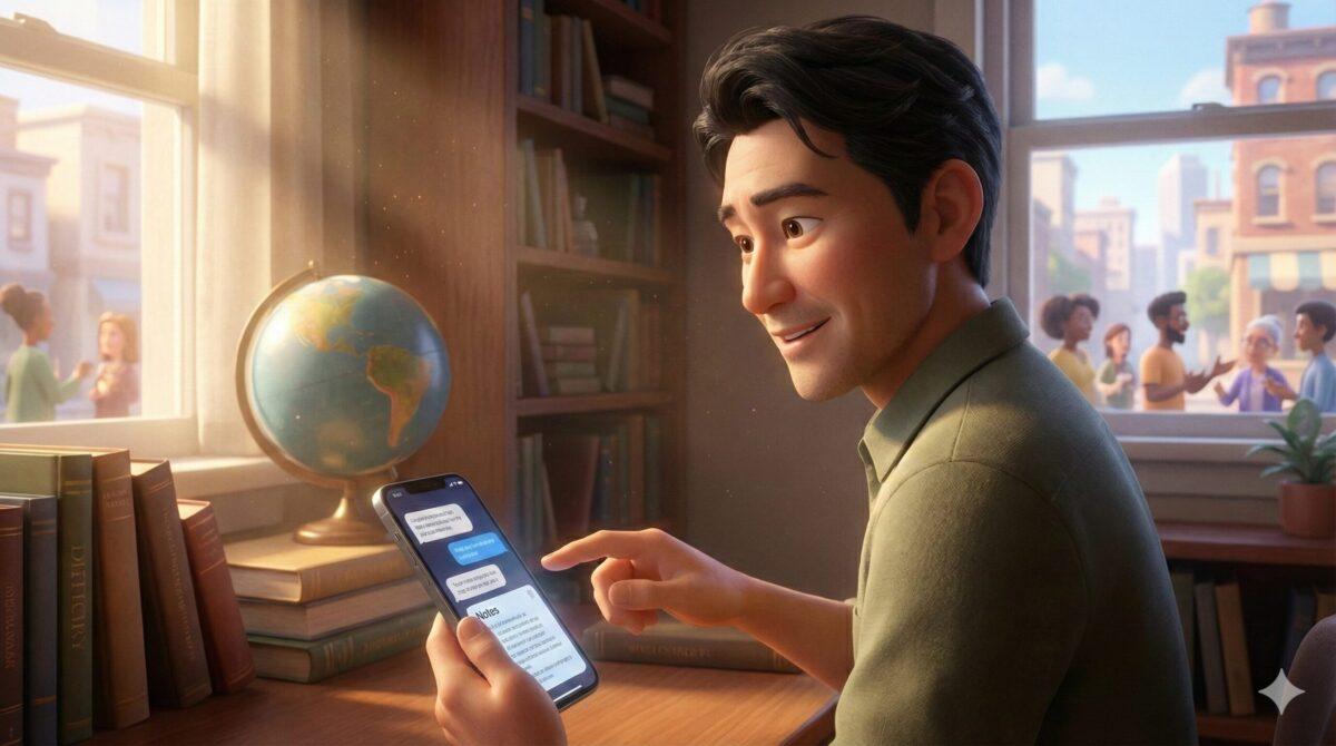 AIで英語の学習をしている男性