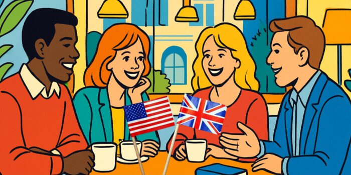 カフェでくつろぐアメリカ人とイギリス人