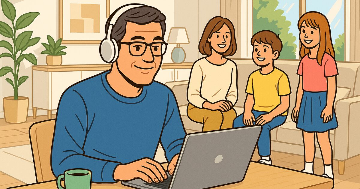 オンライン英会話で英語を勉強している男性