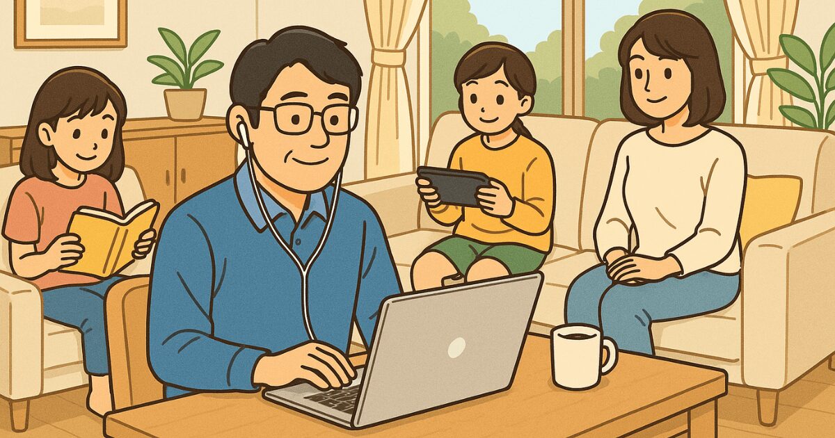 オンライン英会話で英語を勉強している男性