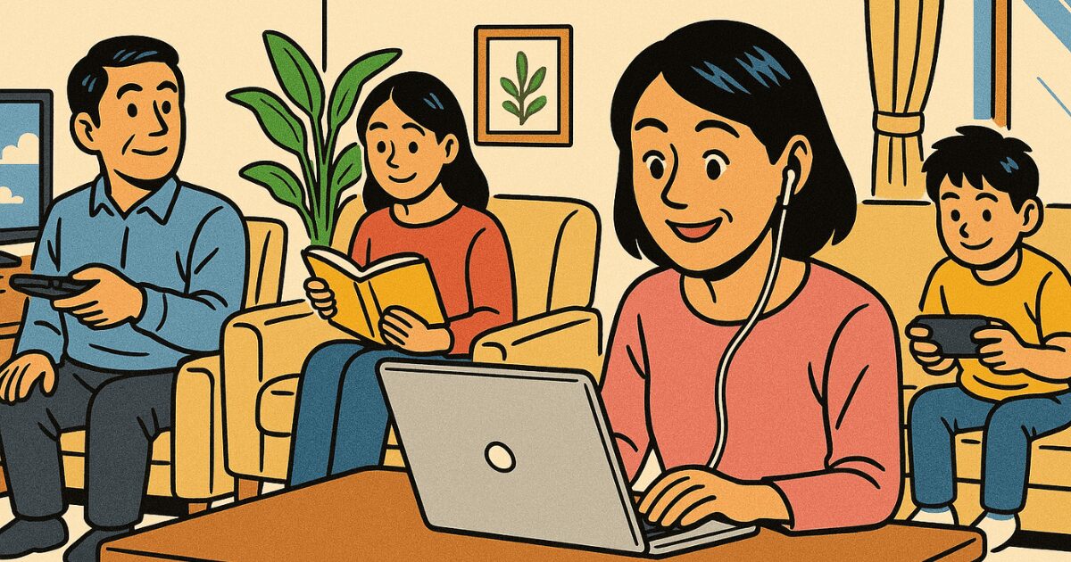 オンライン英会話で英語を勉強している女性