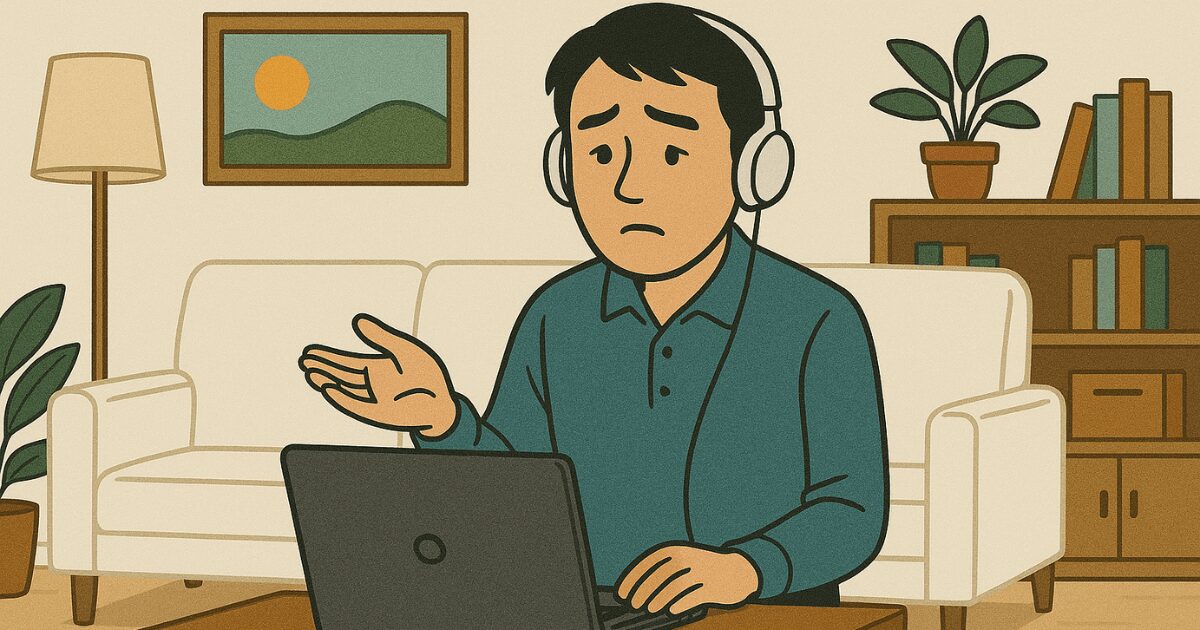 オンライン英会話で英語が上達しない男性