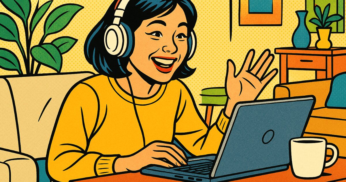 1回25分のオンライン英会話を楽しんでいる女性