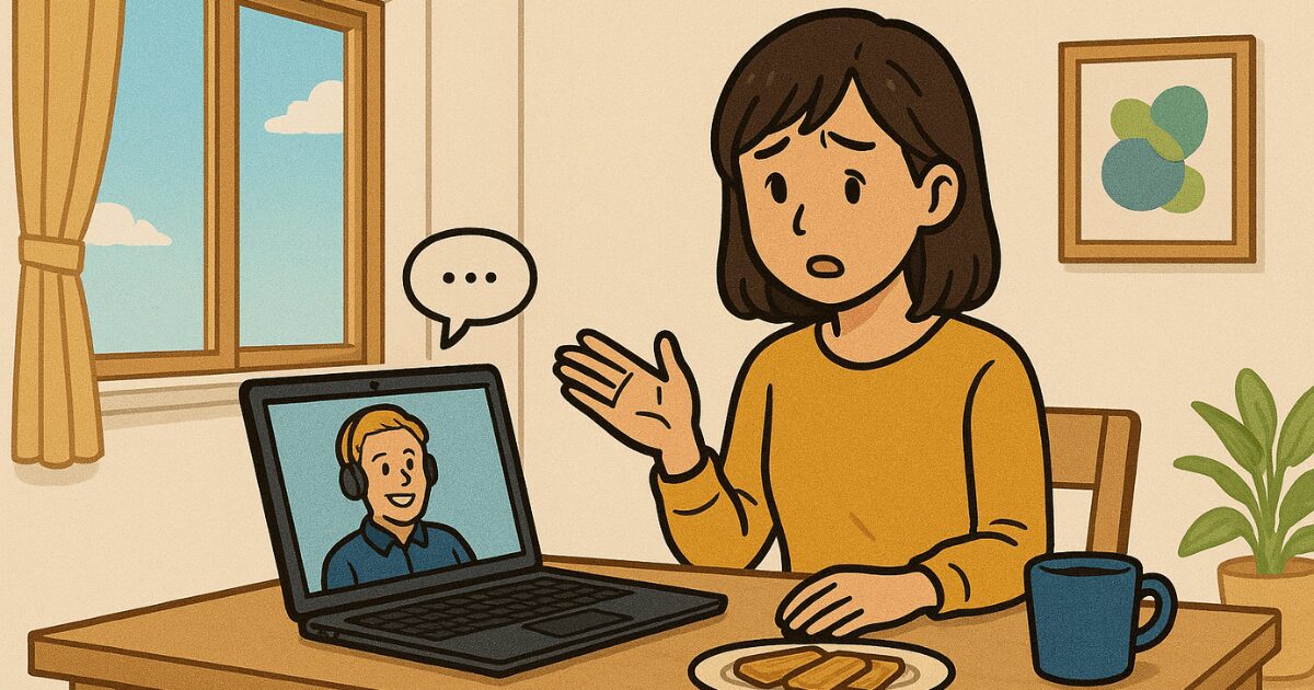 オンライン英会話で英語で話せない女性