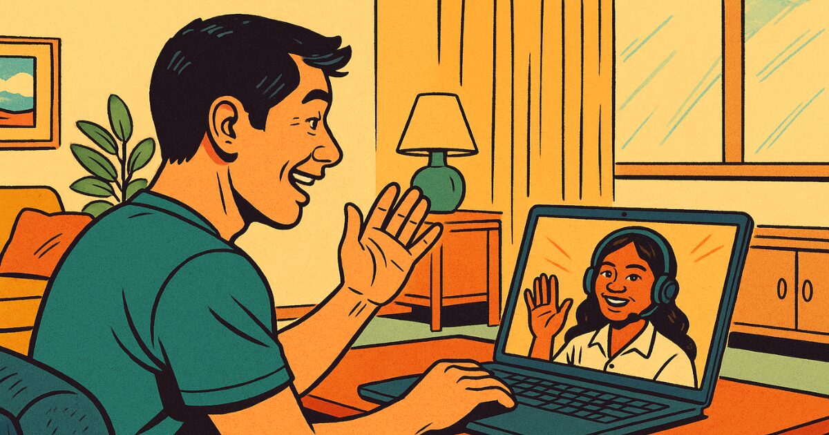 オンライン英会話を受講している40代男性